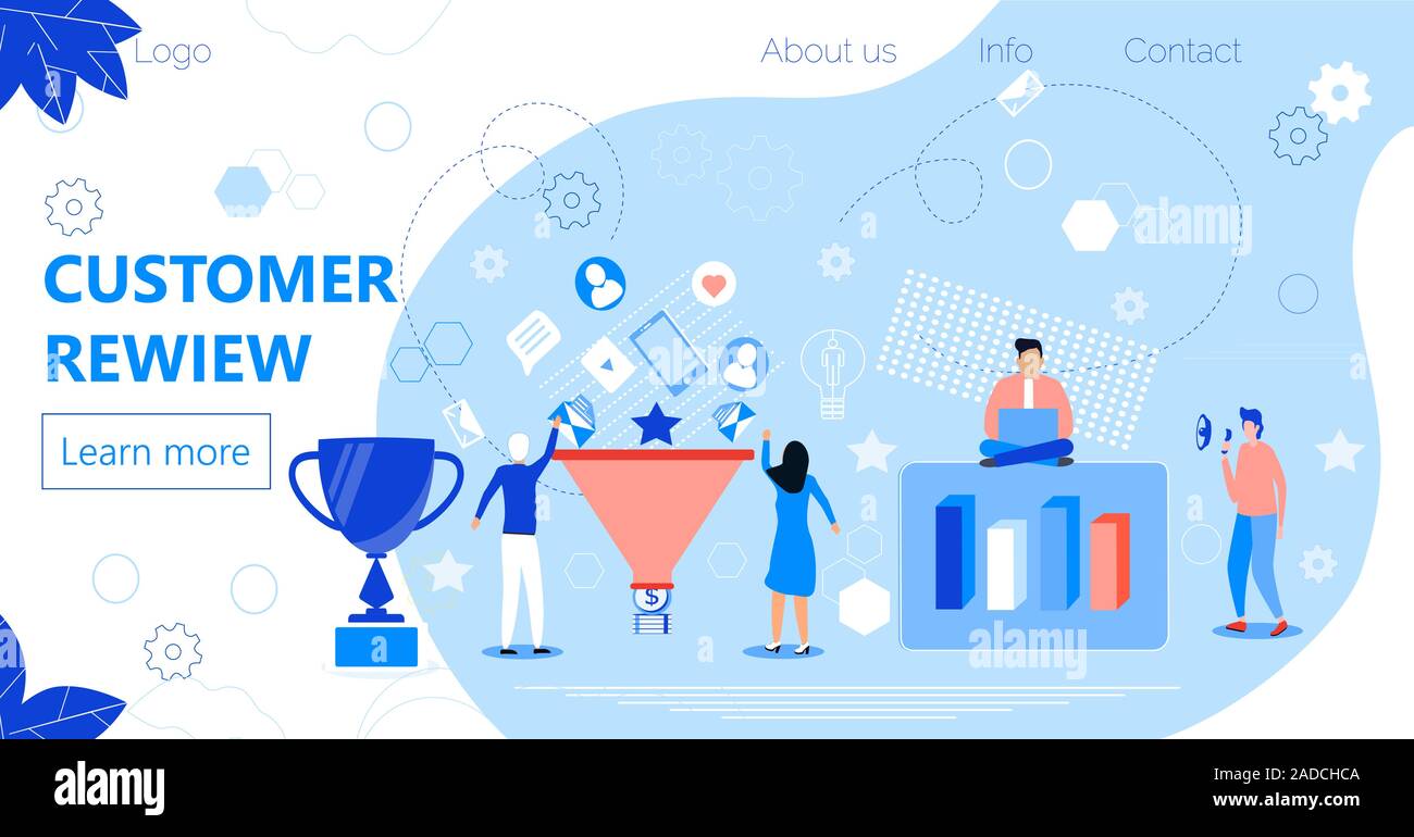 Customer review flat concept for landing page, web banner. Feedback and ...