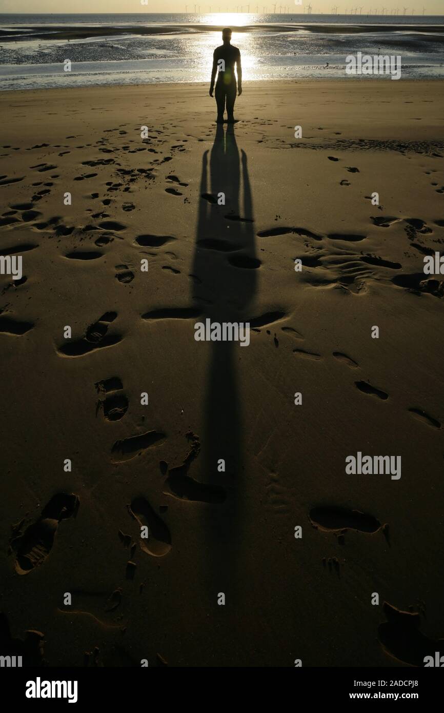 Figures from the Antony Gormley sculptural art installation "Another