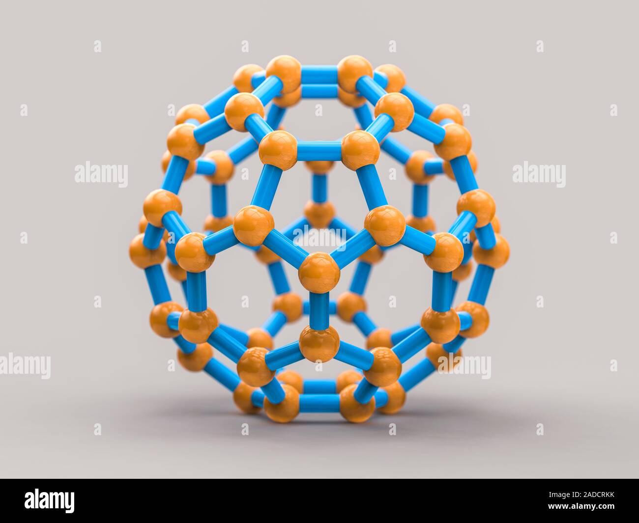 Computer illustration of a buckyball molecule, chemical formula C60