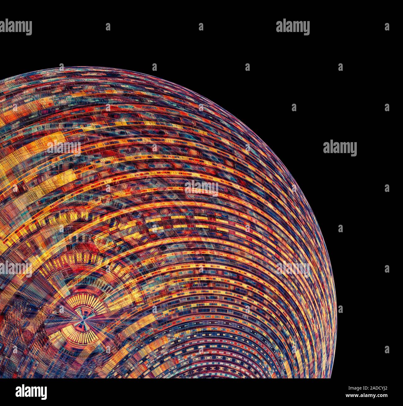 Quantum computer circuitry illustration. Conventional computers store information as 'bits