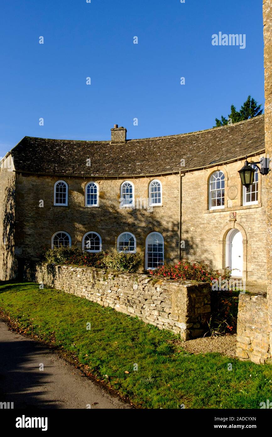 Winter in Maugersbury, a small cotswold Village near StowontheWold. Half Moon House Stock