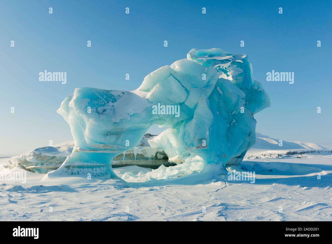Iceberg in Svalbard. Photographed in the spring in Norway's Svalbard