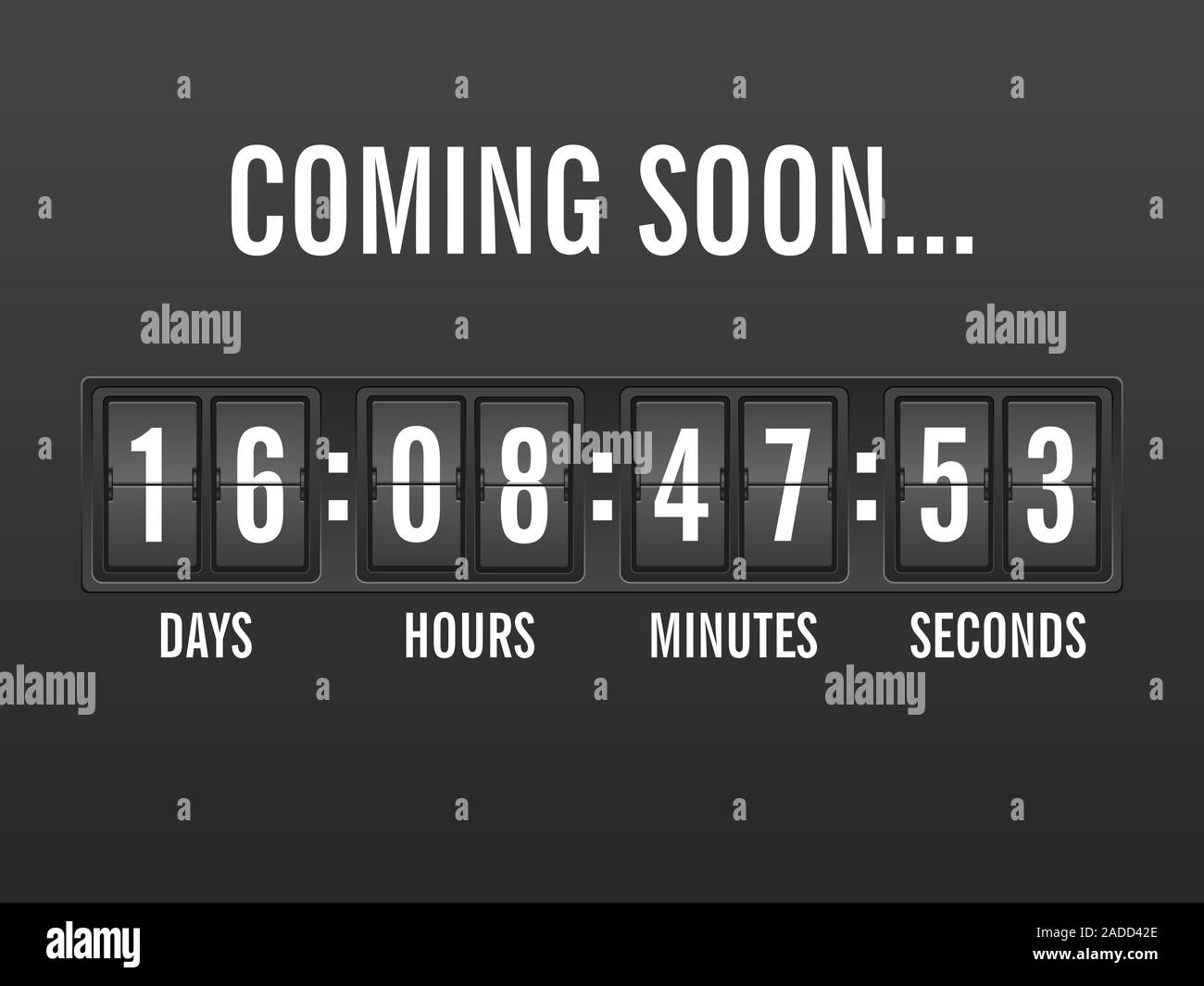 Flip clock countdown, coming soon background. Vector illustration Stock