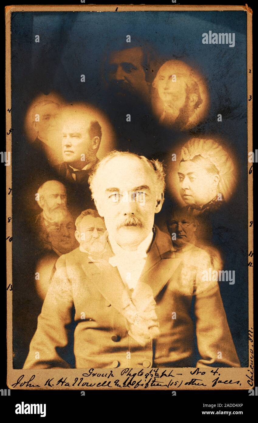 Spirit medium photography, 1900s. John K. Hallowell and fifteen other