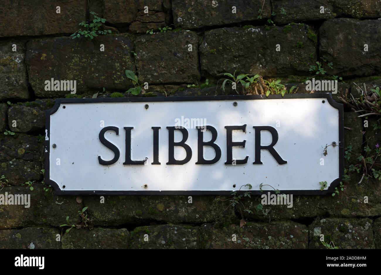 Slibber street sign, South Newington, Oxfordshire, England, UK Stock Photo