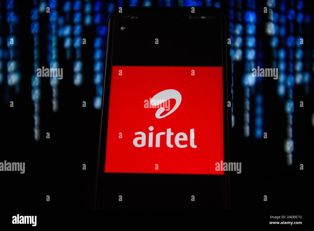 December 4, 2019, Poland: In this photo illustration an Airtel logo seen displayed on a smartphone. (Credit Image: © Omar Marques/SOPA Images via ZUMA Wire) Stock Photo