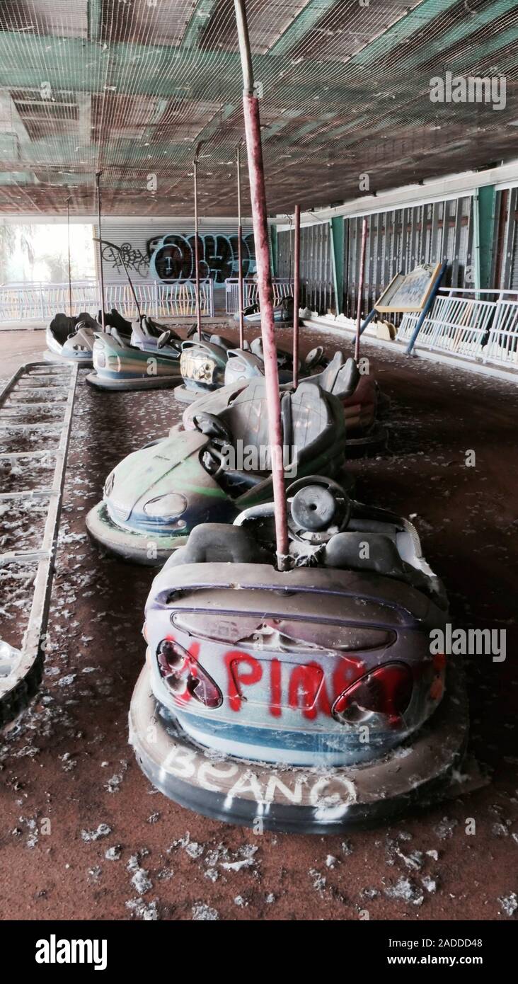 Abandoned bumper cars, New Orleans, USA. This fairground ride was