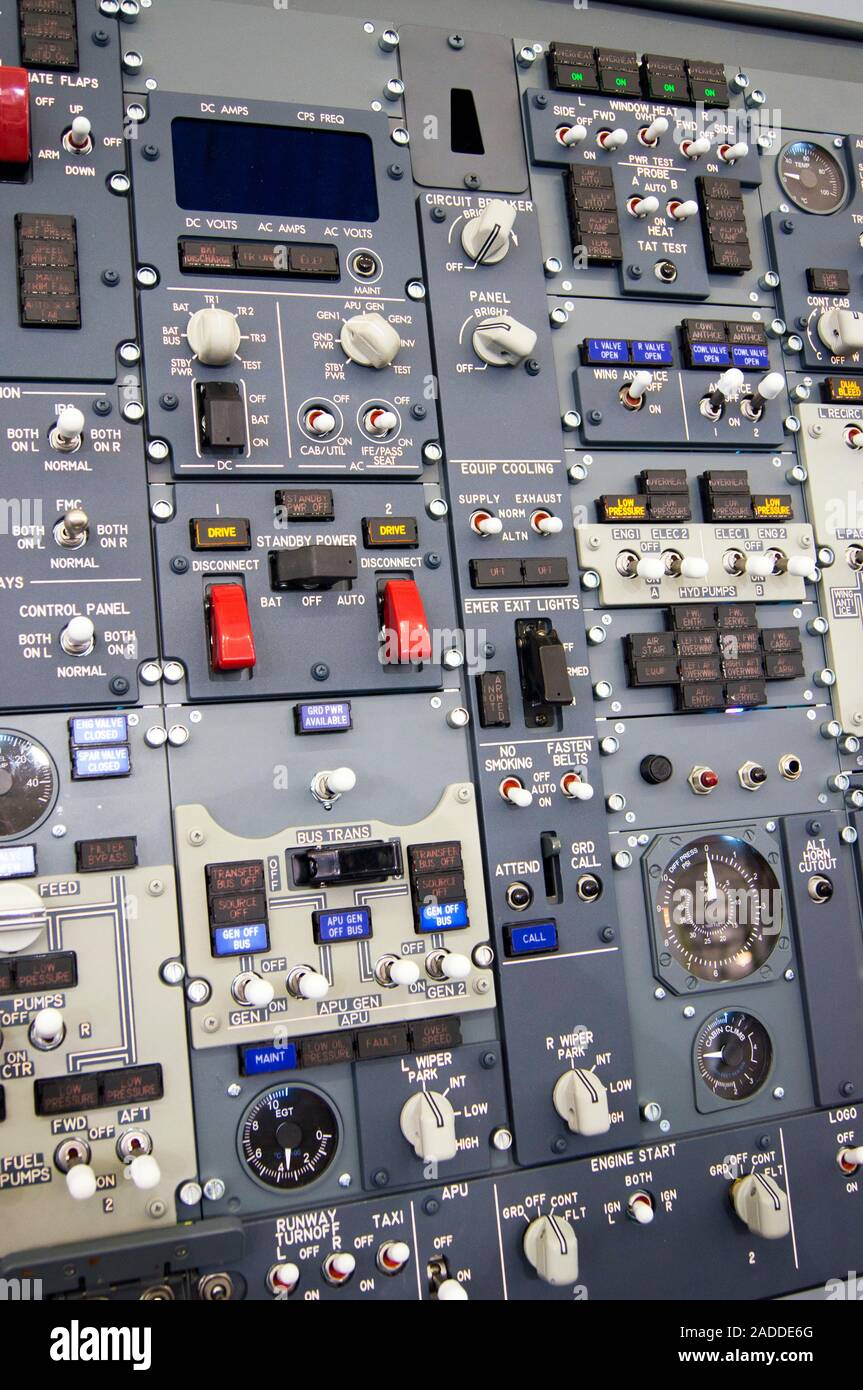 An aircraft engineering panel on display at the 2015 Paris Air Show ...