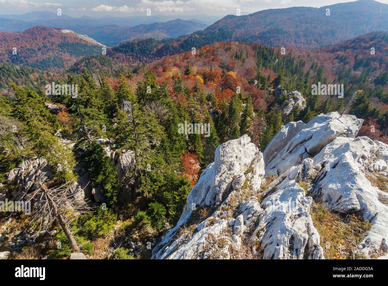 Autumn on the Bijele stijene mountains in Croatia Stock Photo