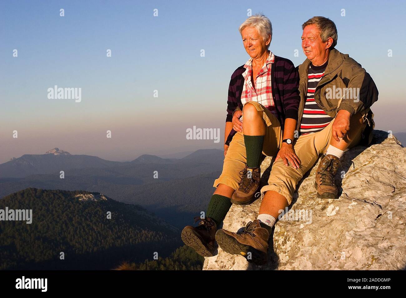 Hiking on Bijele stijene mountains in Croatia Stock Photo
