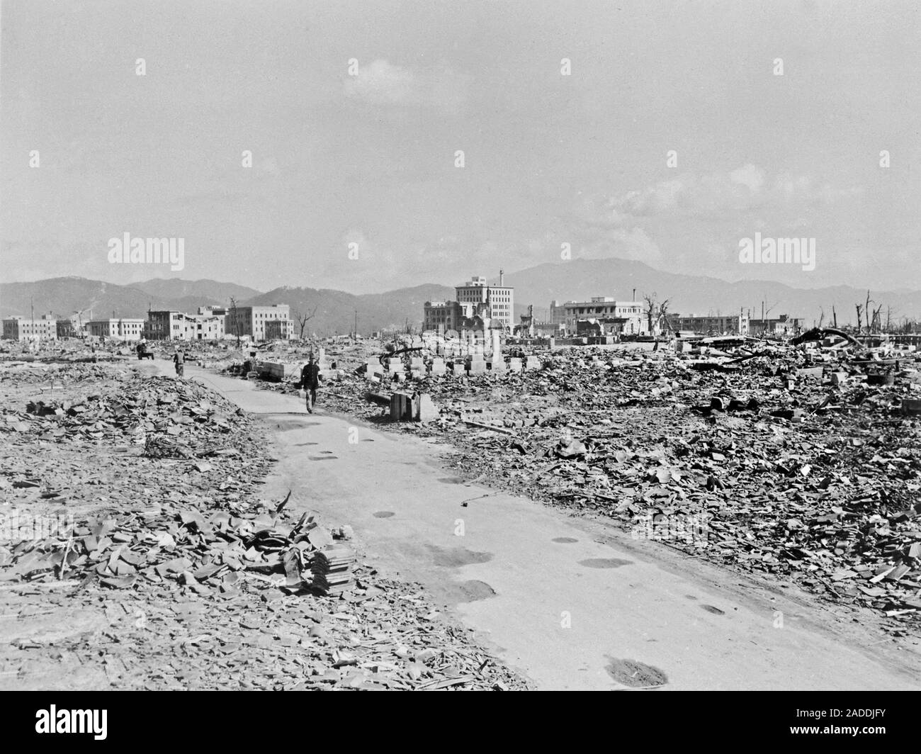 Atomic bomb destruction, Nagasaki, Japan. On 9 August 1945, during ...
