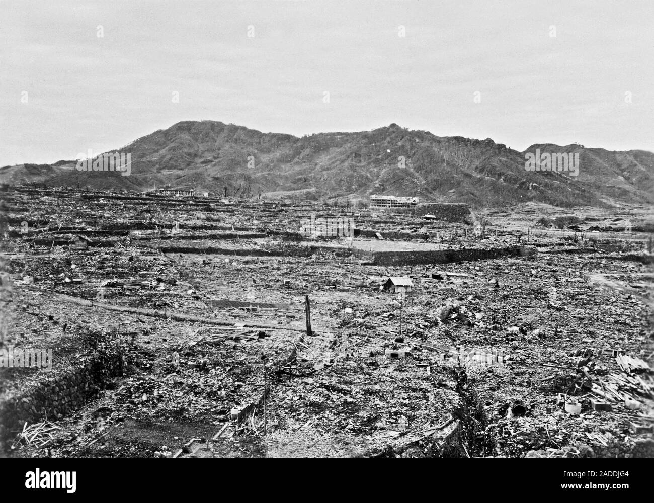 Atomic bomb destruction, Nagasaki, Japan. On 9 August 1945, during ...