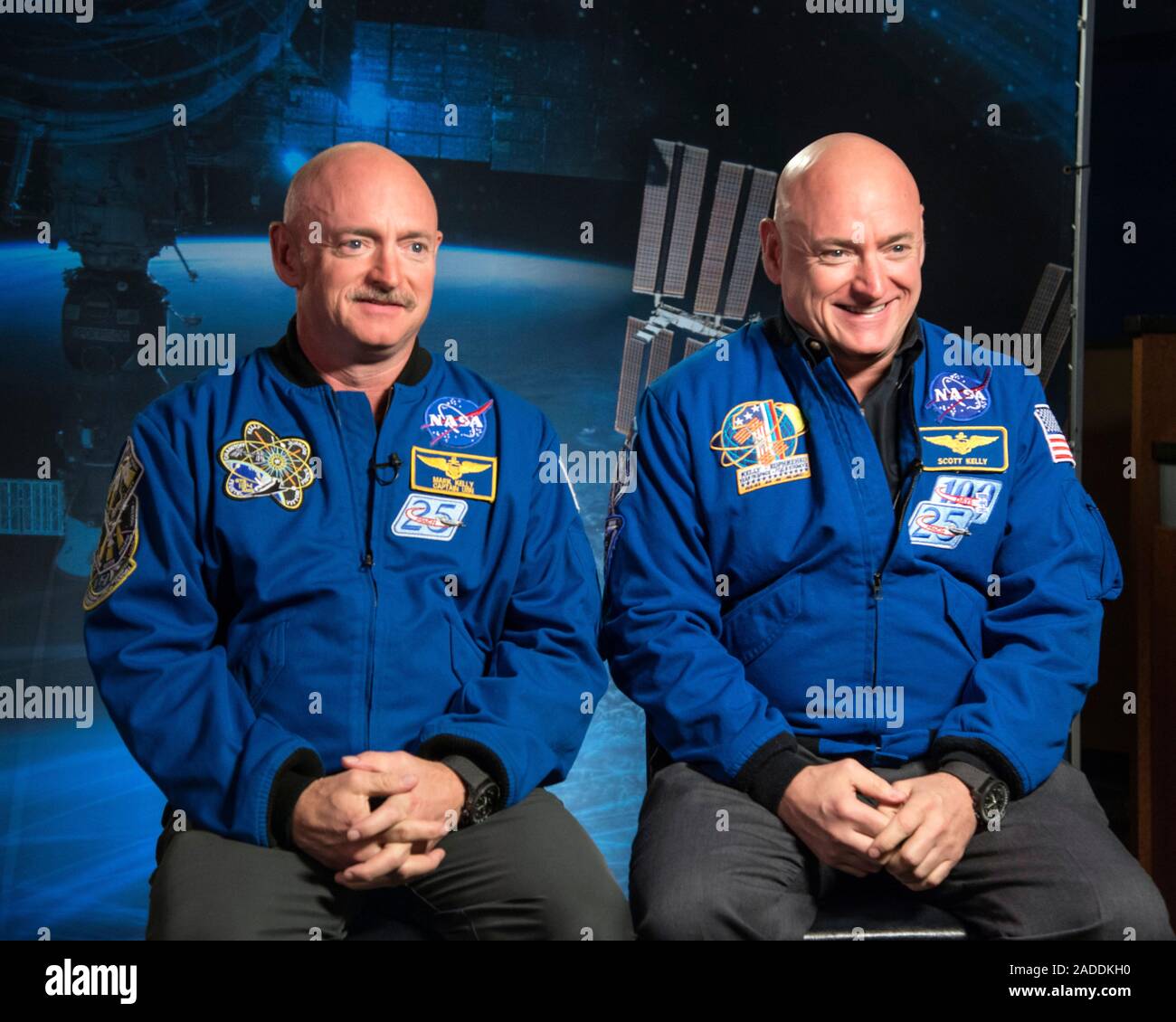 Twins Study with US astronauts Mark and Scott Kelly. Former NASA astronaut Mark Kelly (left) and