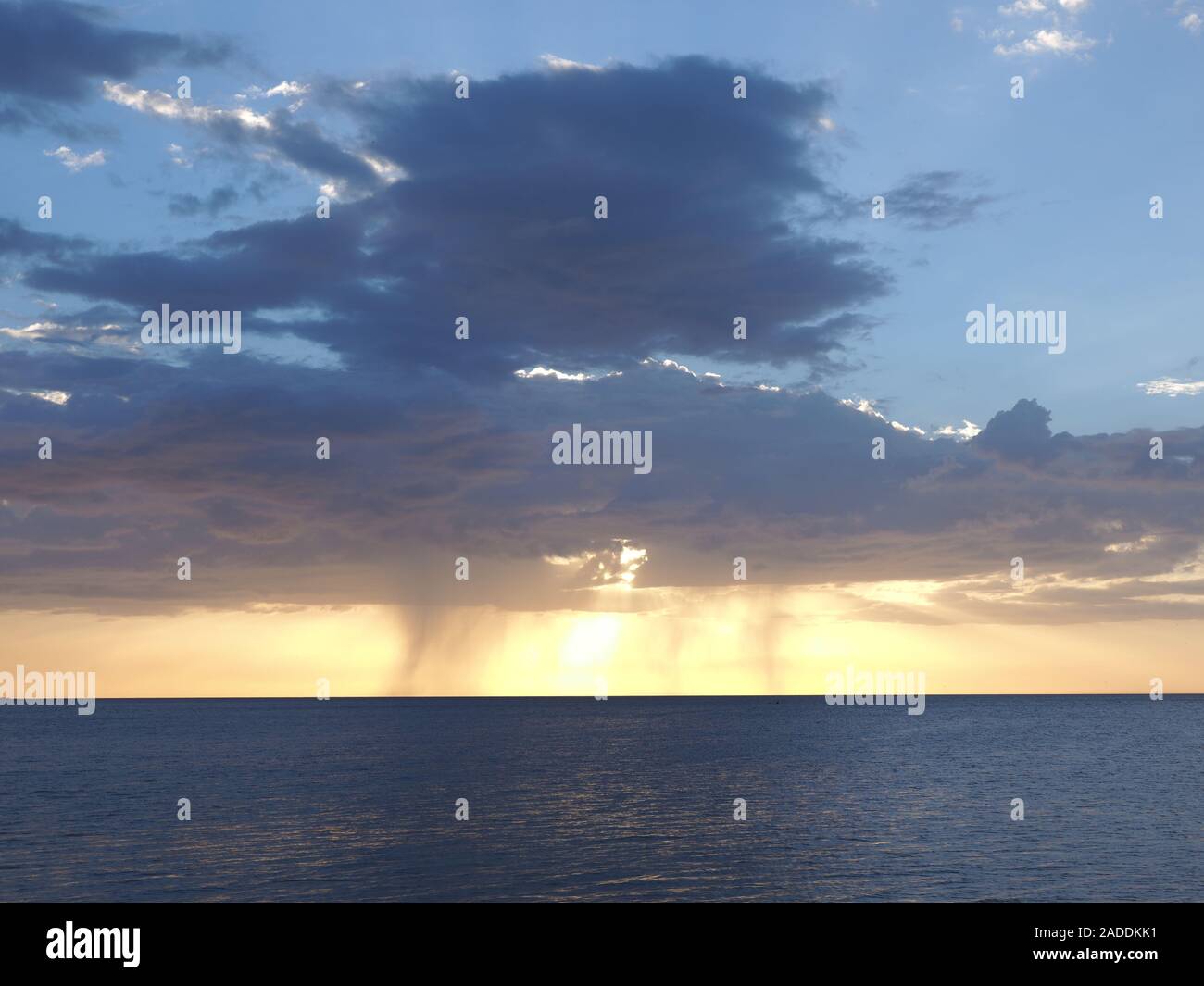 Beauty sunset at bay of Campeche city at state of Tabasco in Mexico