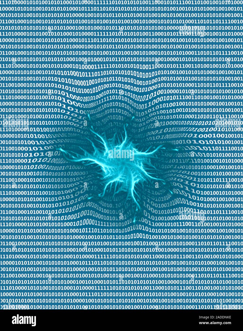 Cyber attack conceptual image showing a computer virus corrupting digital data. Stock Photo