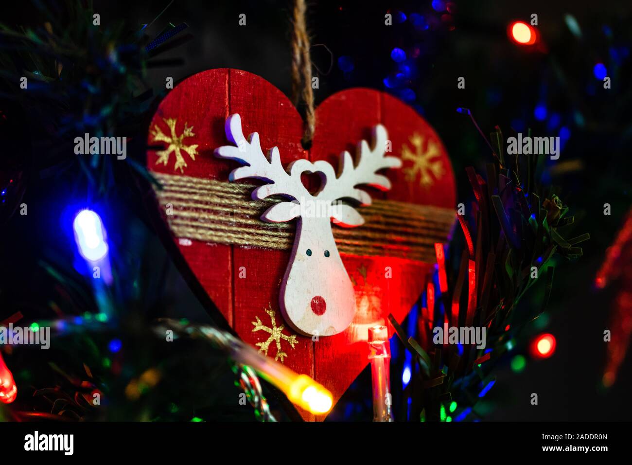 Christmas Hanging Decorations On Fir Tree Decorated Christmas