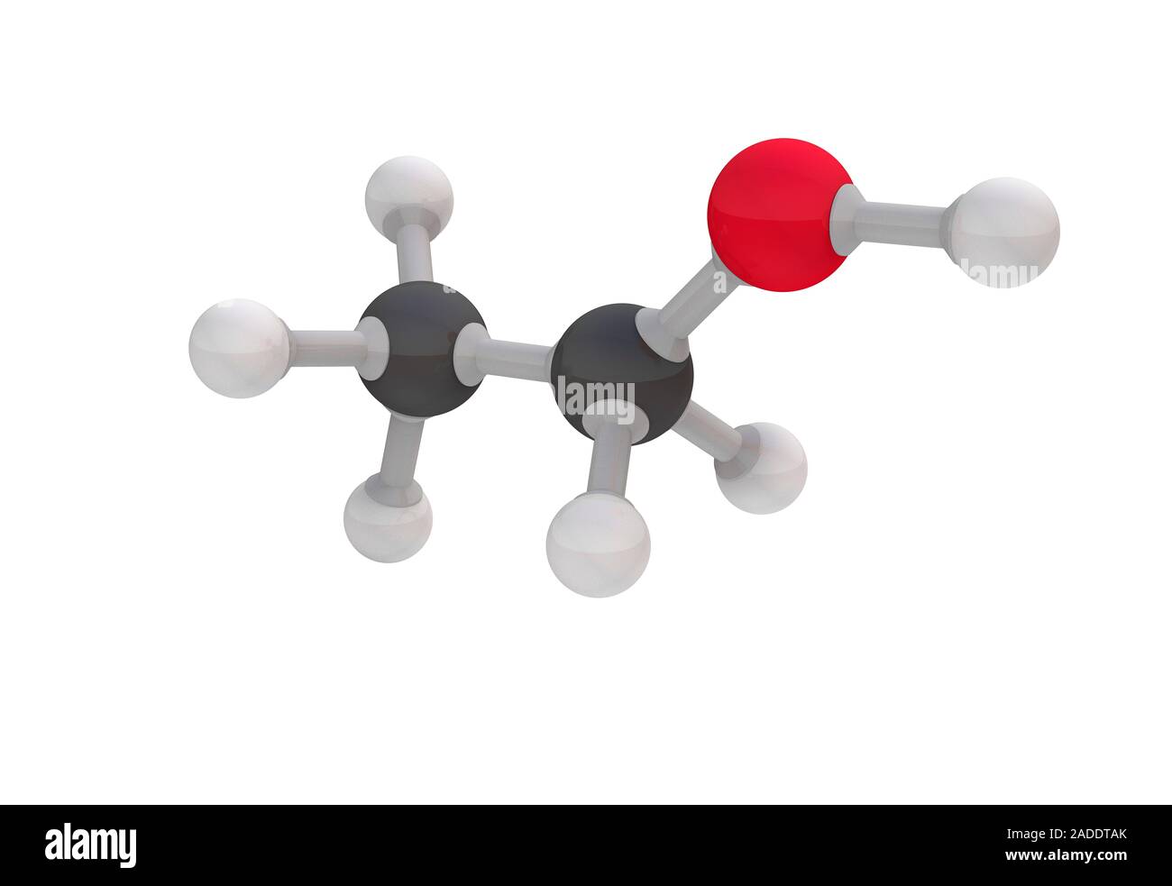 Ethanol molecule, illustration. Molecular model of the alcohol ethanol