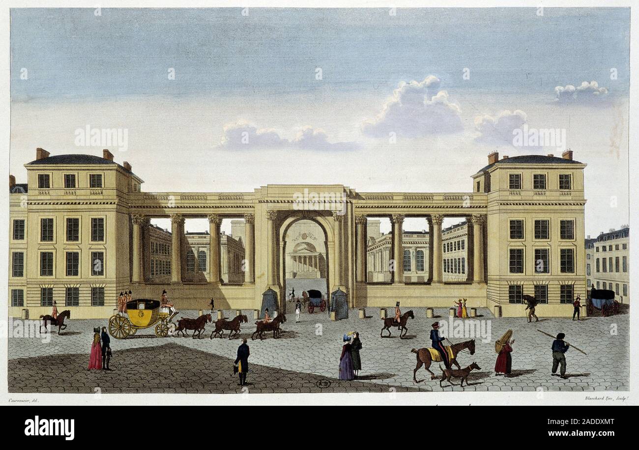 Palais de la Chambre des deputes, vers 1820 - in 'Vues de Paris' de Courvoisier, 1827 Stock Photo