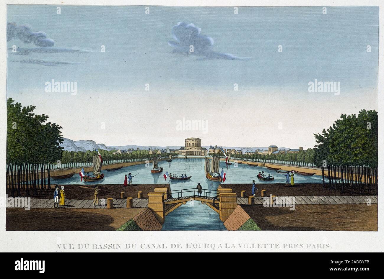 Canal de l'Ourcq a la Villette - in "Vues de Paris" par Courvoisier, 1827 Stock Photo