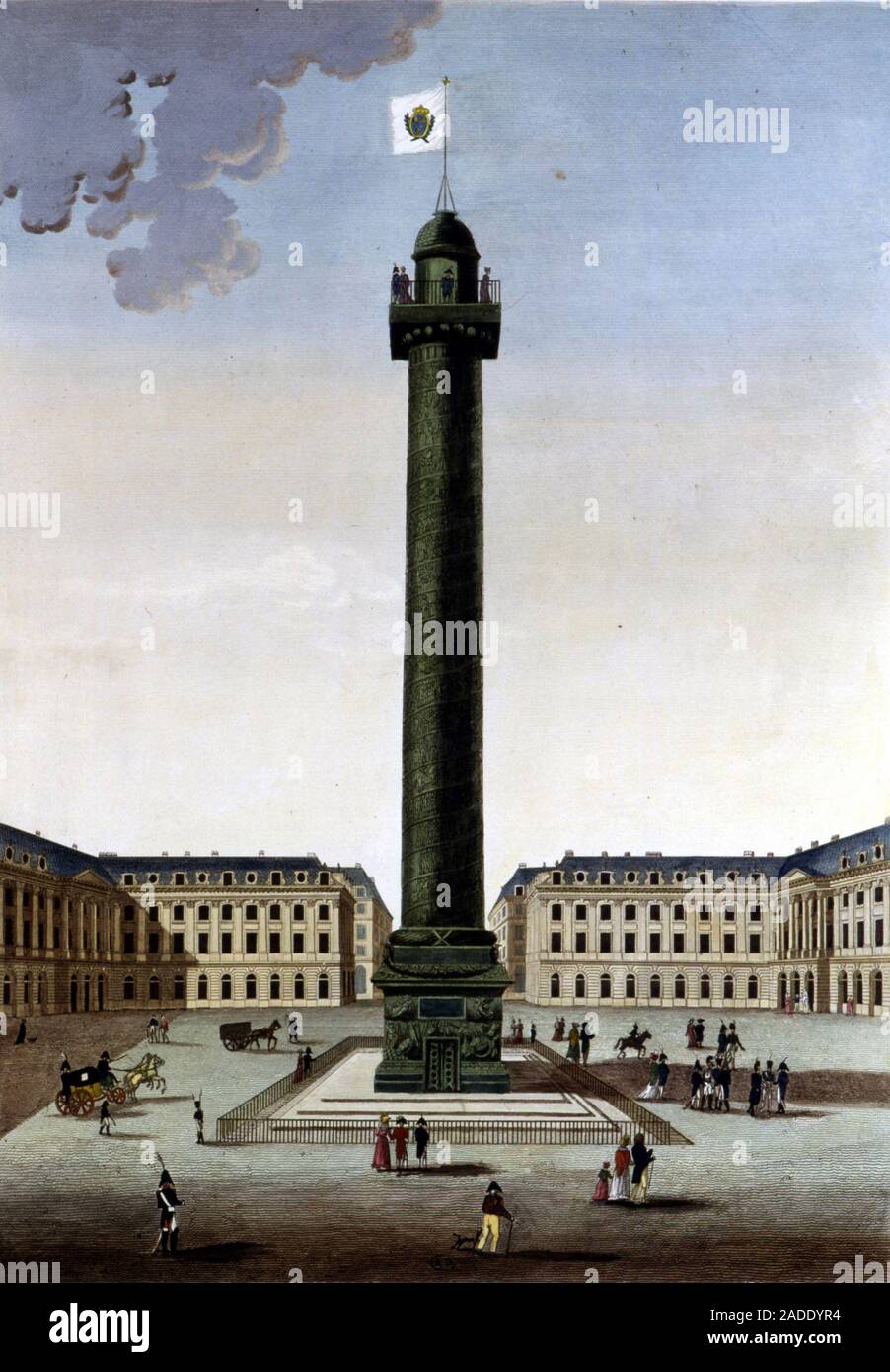 Place Vendôme in Paris France with it's iconic green column in the