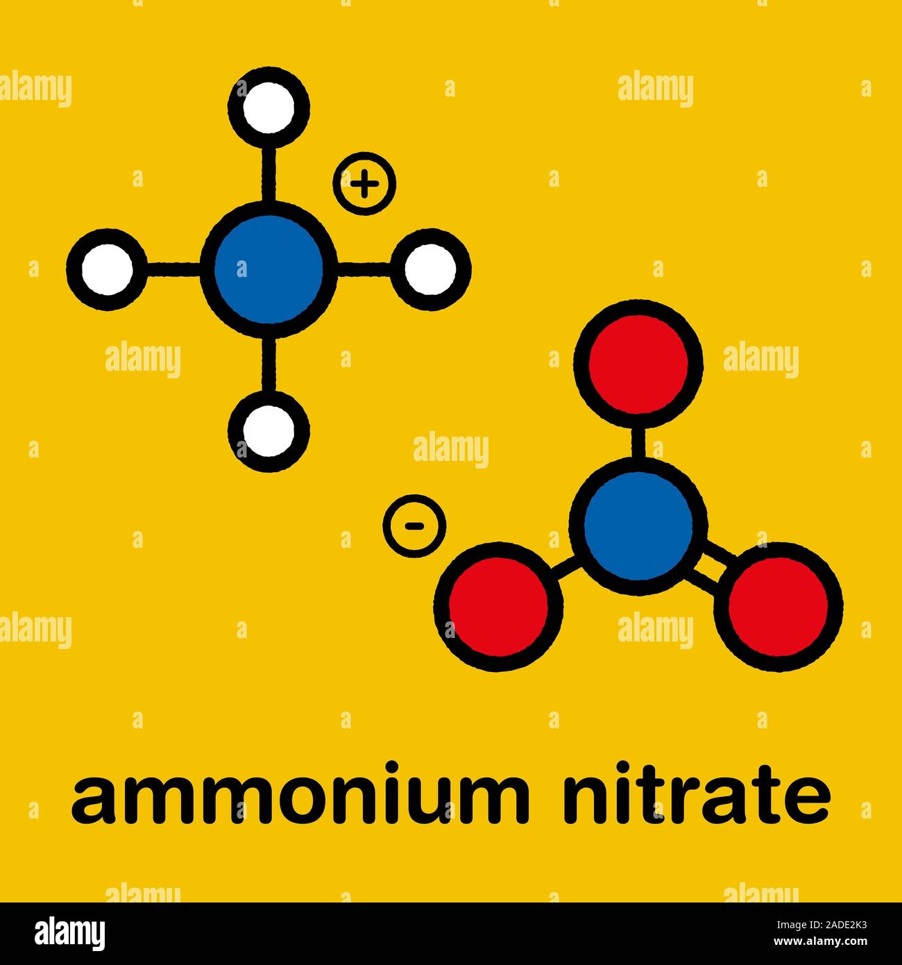 Ammonium nitrate, chemical structure. Stylized skeletal formula ...