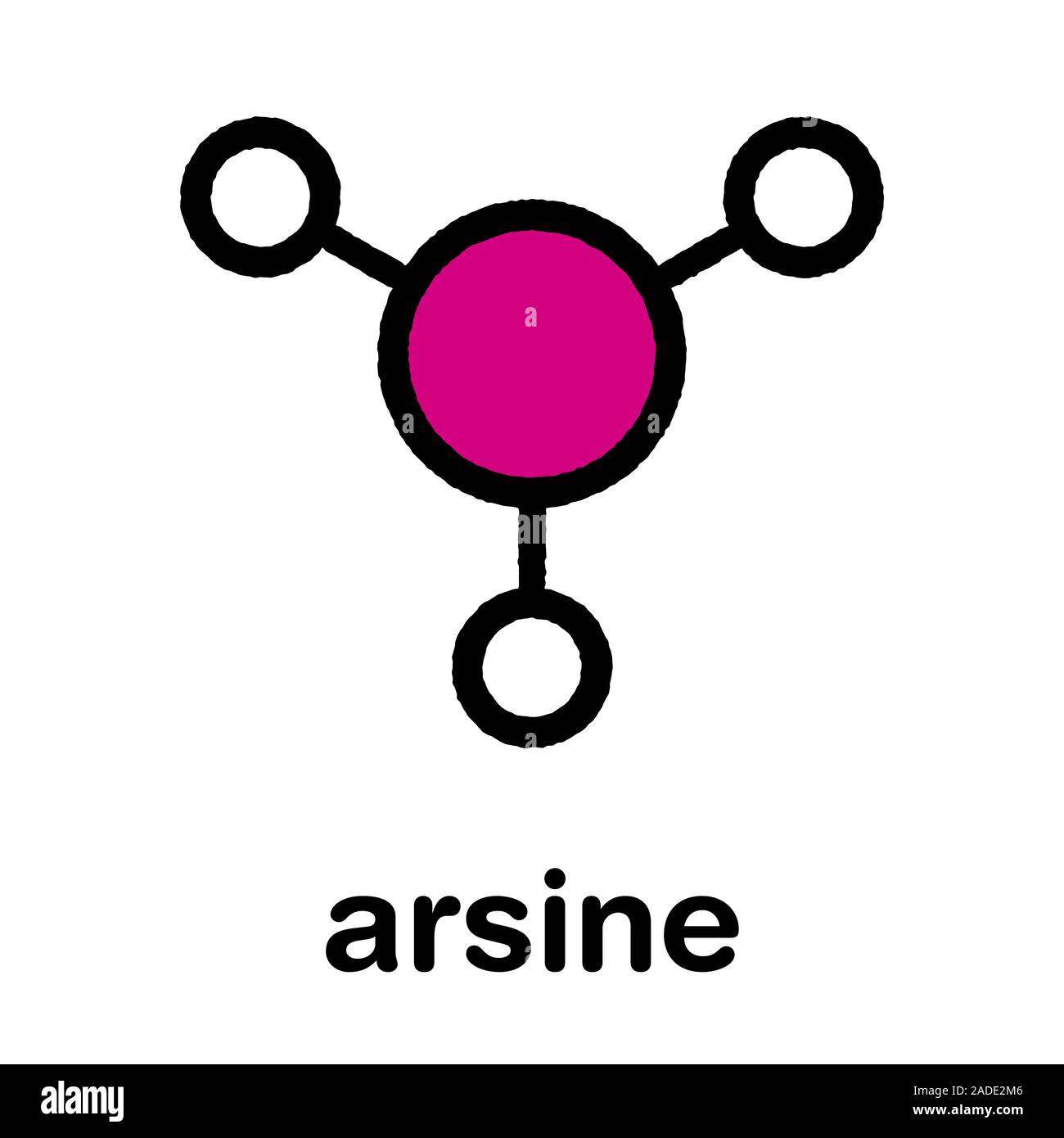 Arsine molecule. arsenic compound. Stylized skeletal formula