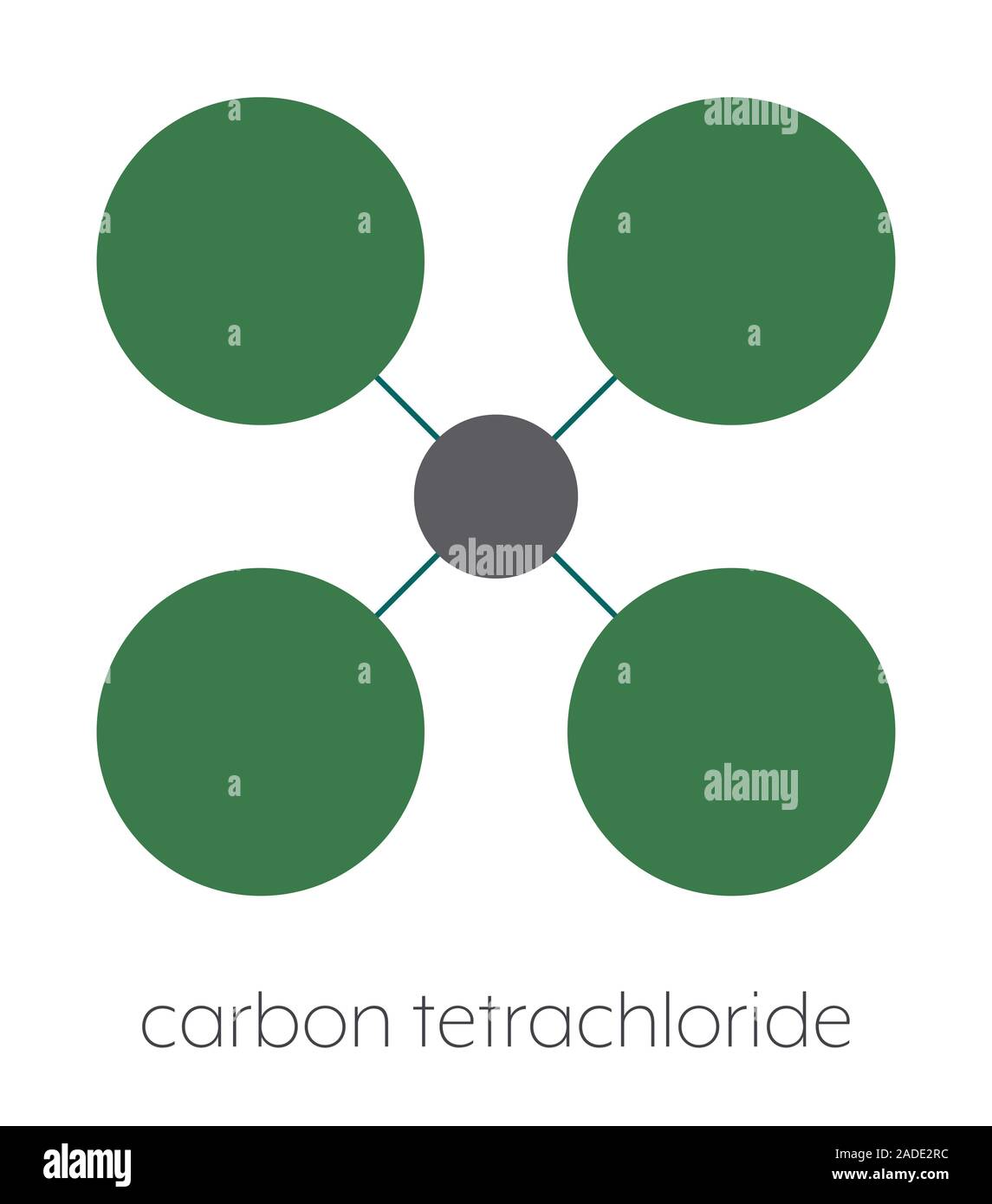 Carbon tetrachloride (tetrachloromethane) solvent molecule. Stylized