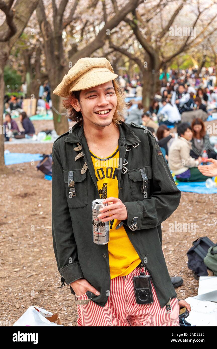 Trendy young teenager in Yoyogi Park, Shibuya, Tokyo, Japan Stock Photo