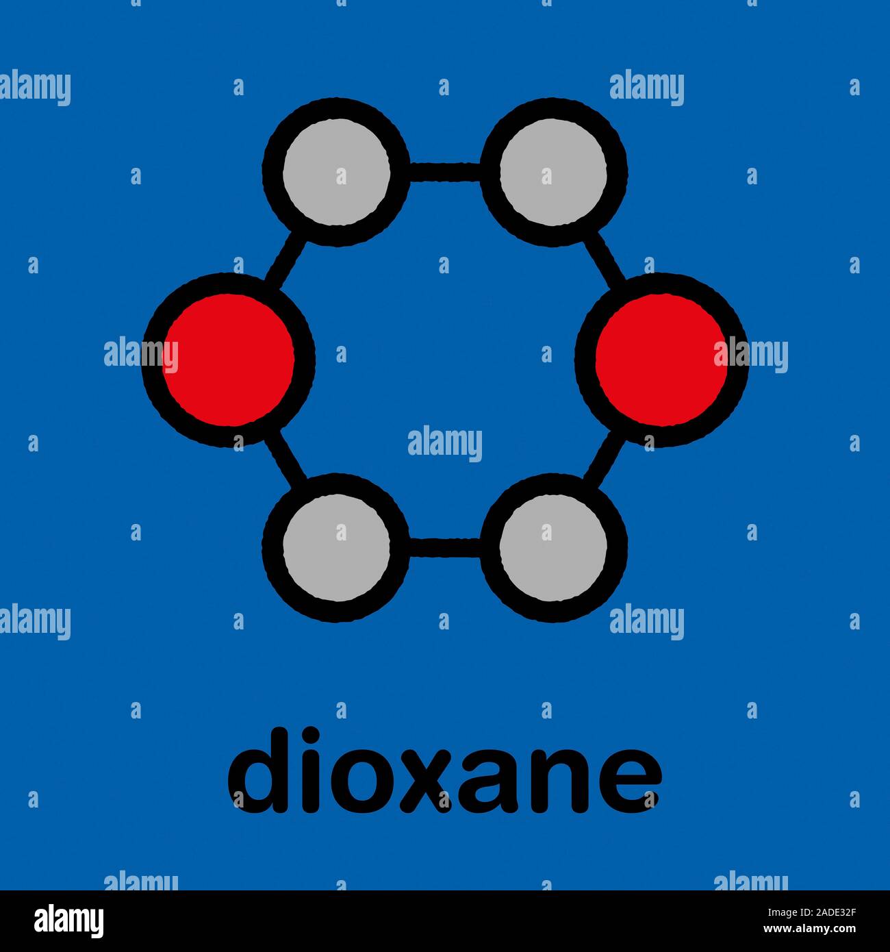Dioxane (1 4 dioxane) solvent molecule Stylized skeletal formula