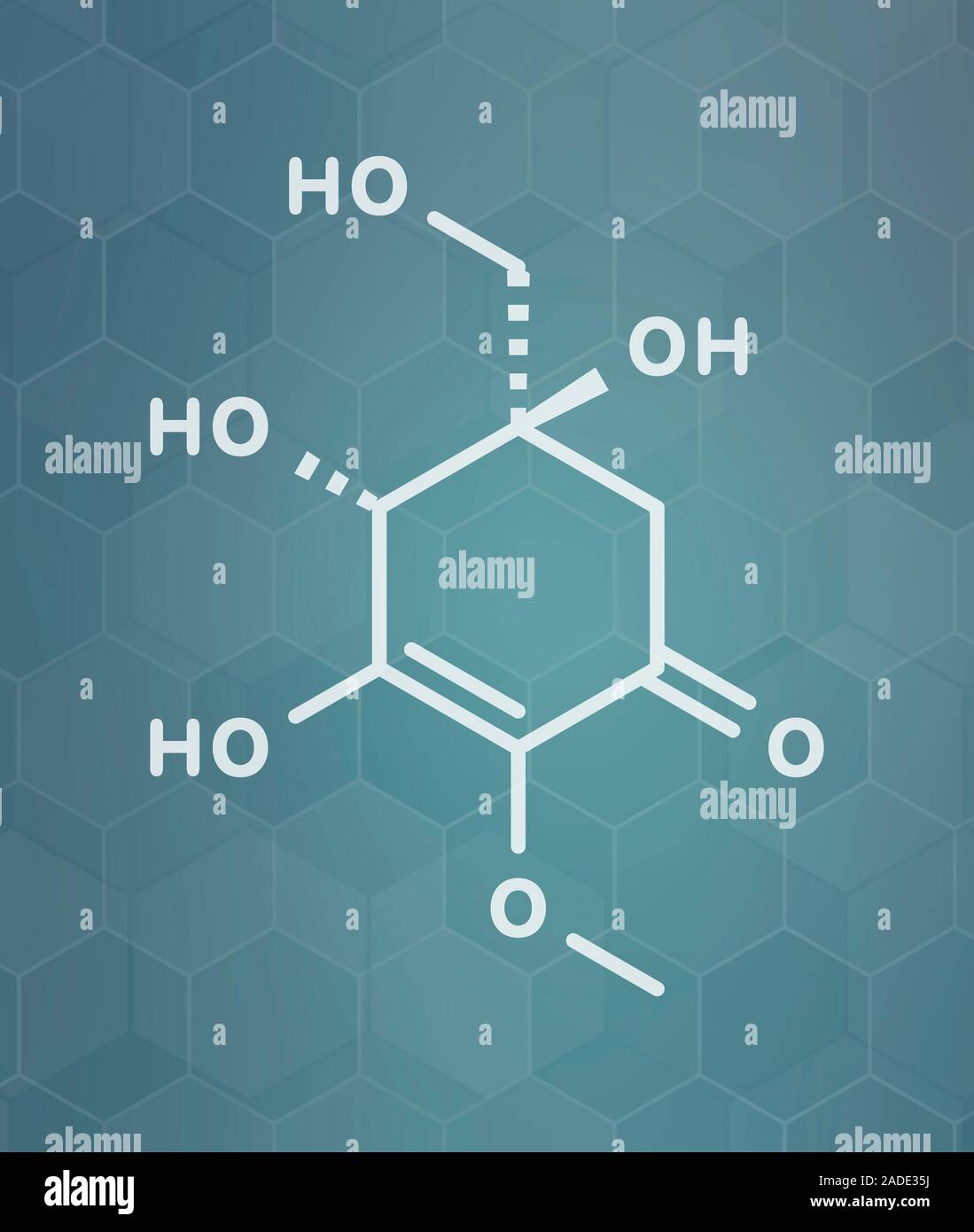 Sunscreen From Fishbones Process Gadusol fish sunscreen molecule. White skeletal formula on dark teal ...