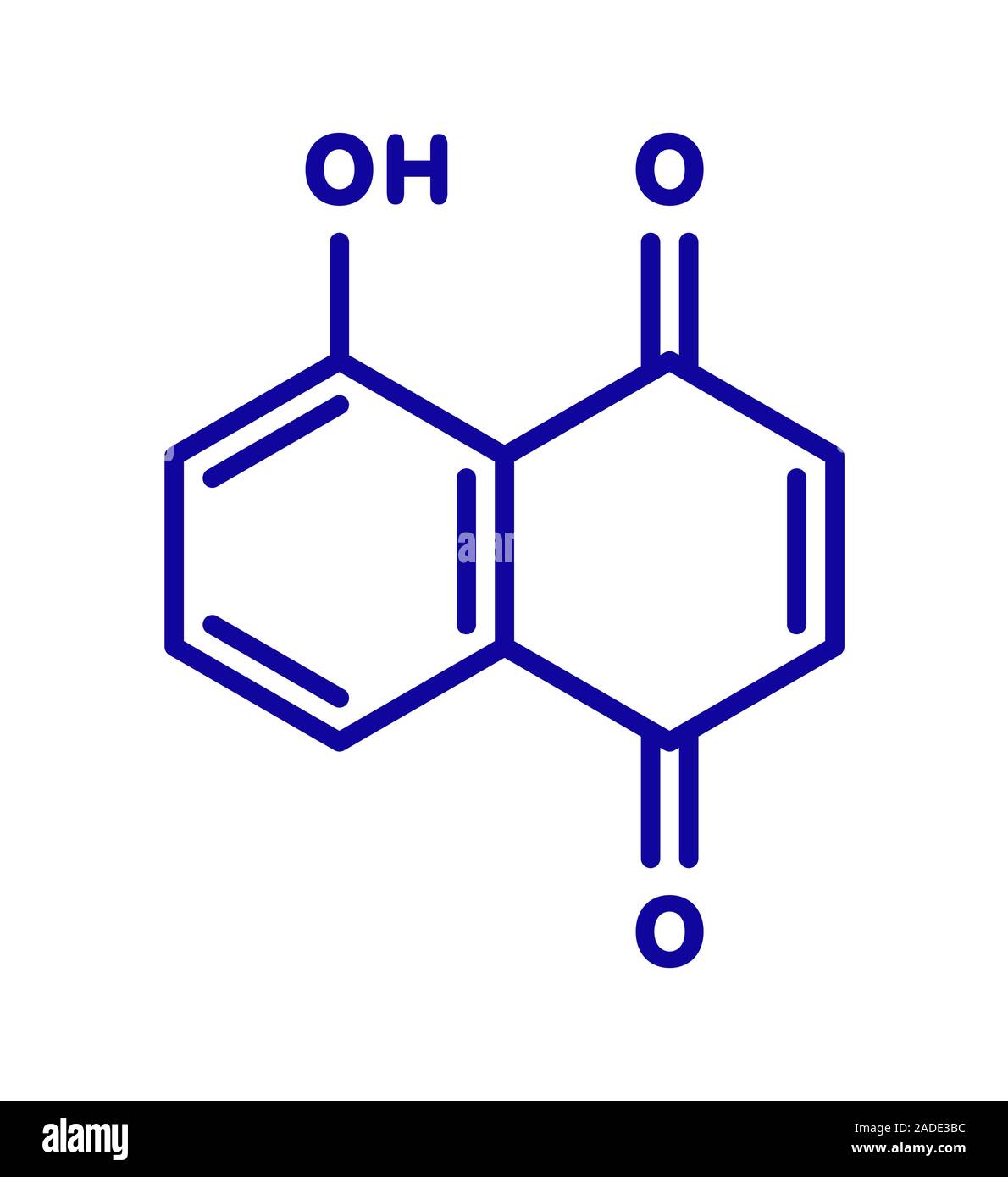 Juglone walnut molecule. Blue skeletal formula on white background