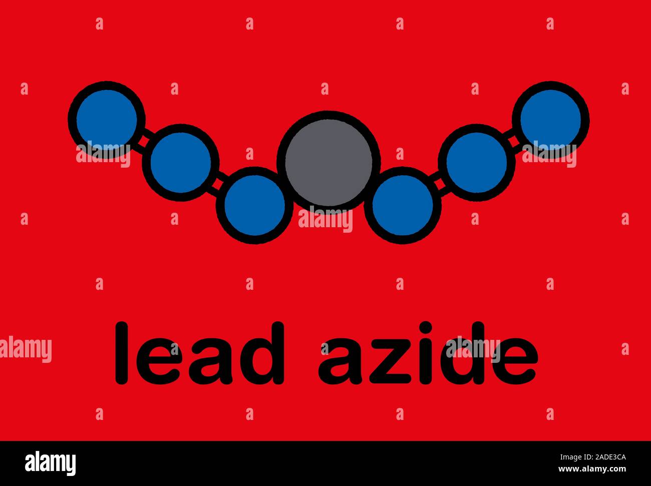 Lead azide detonator explosive molecule. Stylized skeletal formula