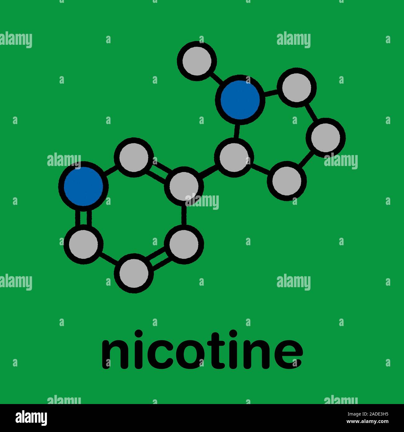 Nicotine tobacco stimulant molecule. Main addictive component in