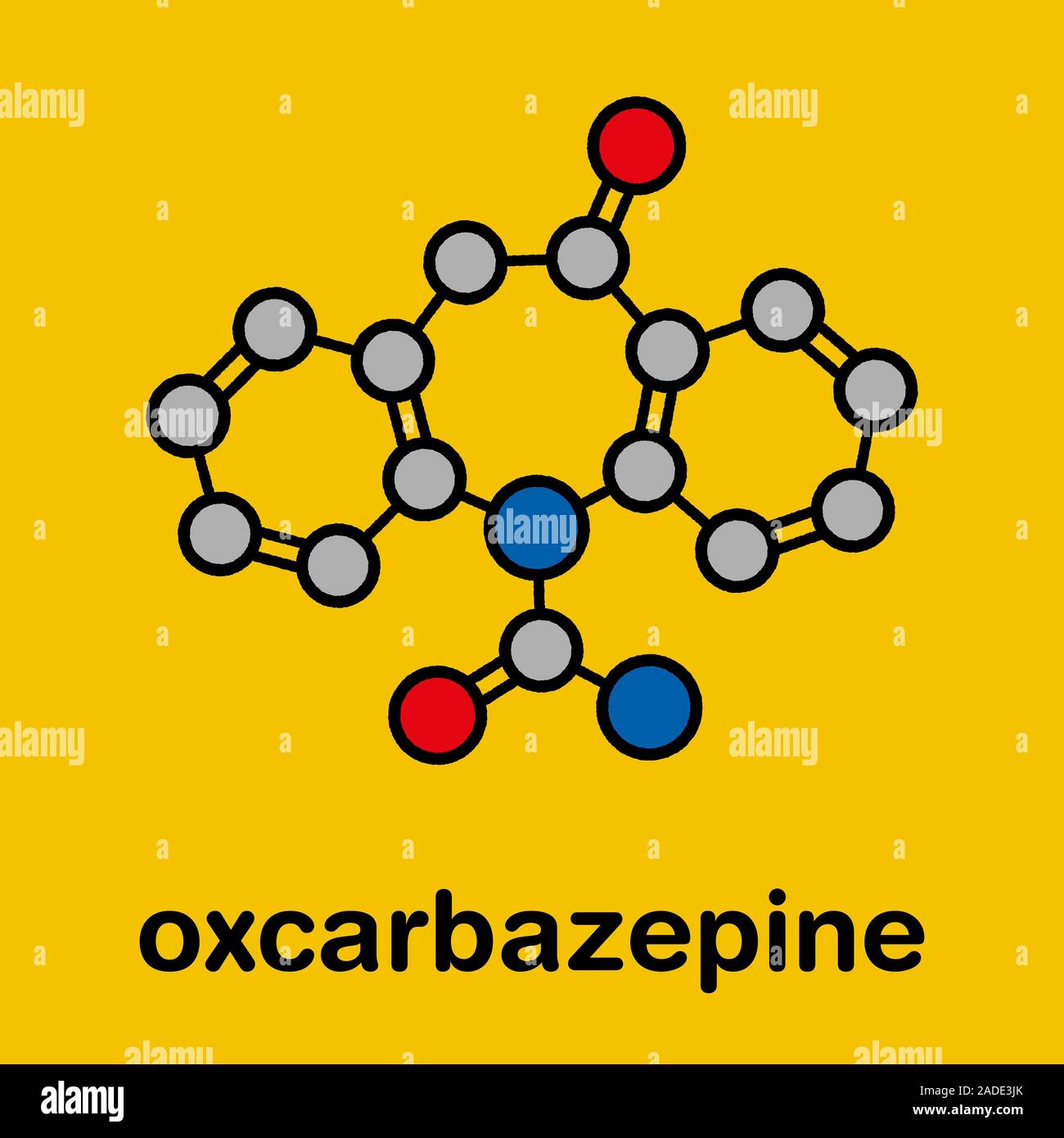 Oxcarbazepine epilepsy drug molecule. Stylized skeletal formula