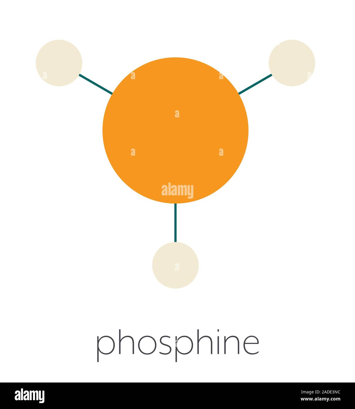 Phosphine (phosphane, PH3) molecule. Used as reagent in chemistry and