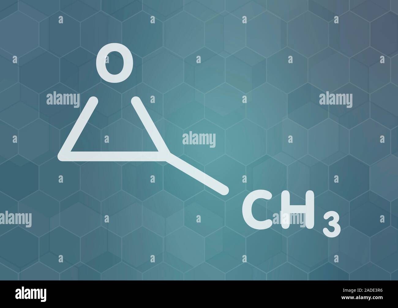 Propylene oxide molecule. Used as fumigant in pasteurization of almonds ...