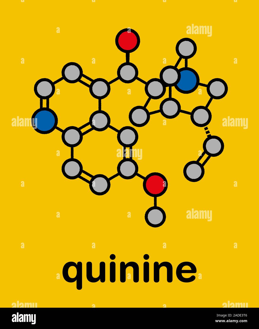 Quinine malaria drug molecule. Isolated from cinchona tree bark