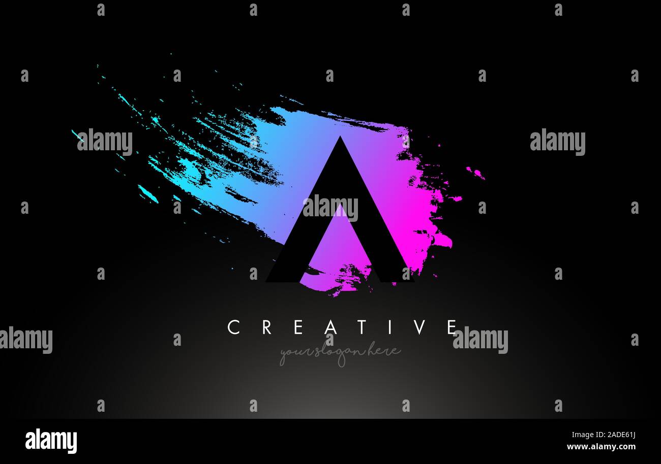 A Artistic Brush Letter Logo Design in Purple Blue Colors Vector ...