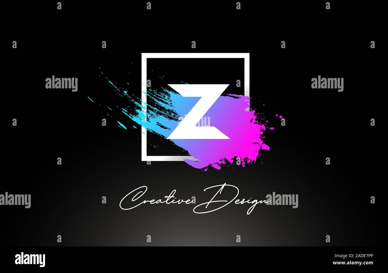Z Artistic Brush Letter Logo Design in Purple Blue Colors Vector ...