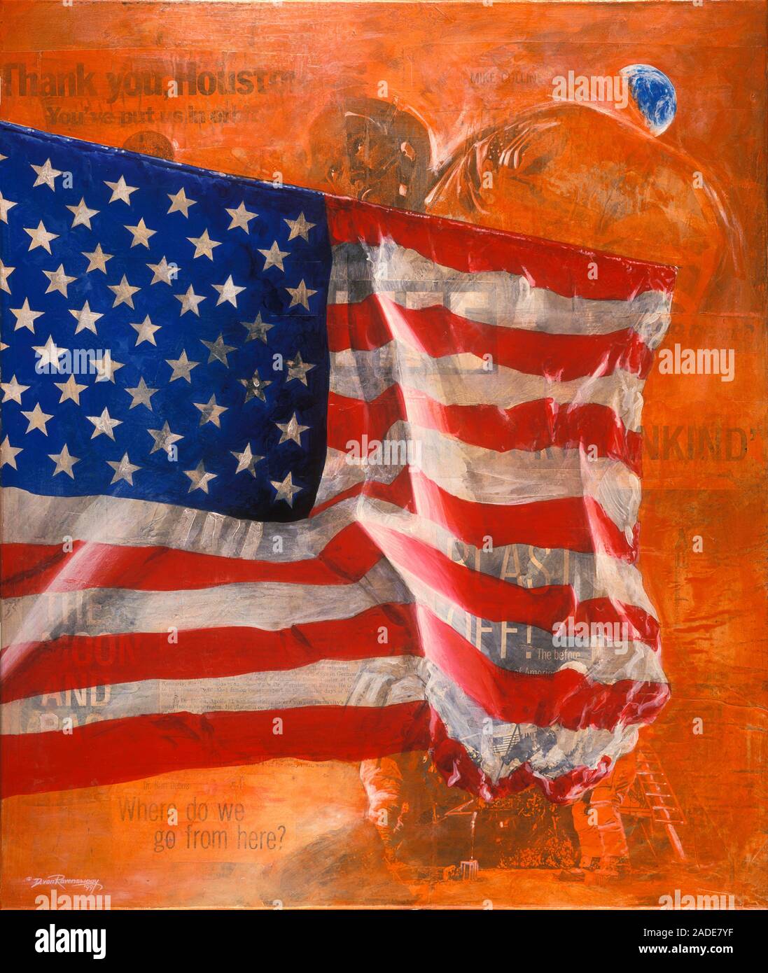 Apollo 11, illustration. Michael Collins, Apollo 11 command module ...