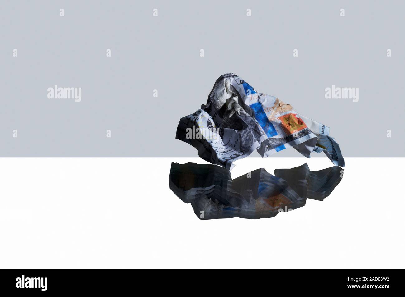 Crumpled one hundred dollar bill. Stock Photo
