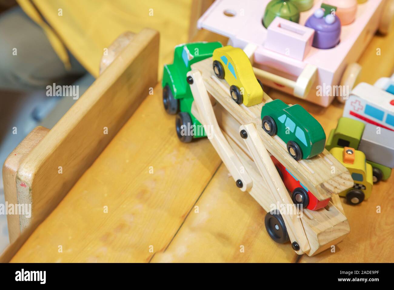 white wooden train table