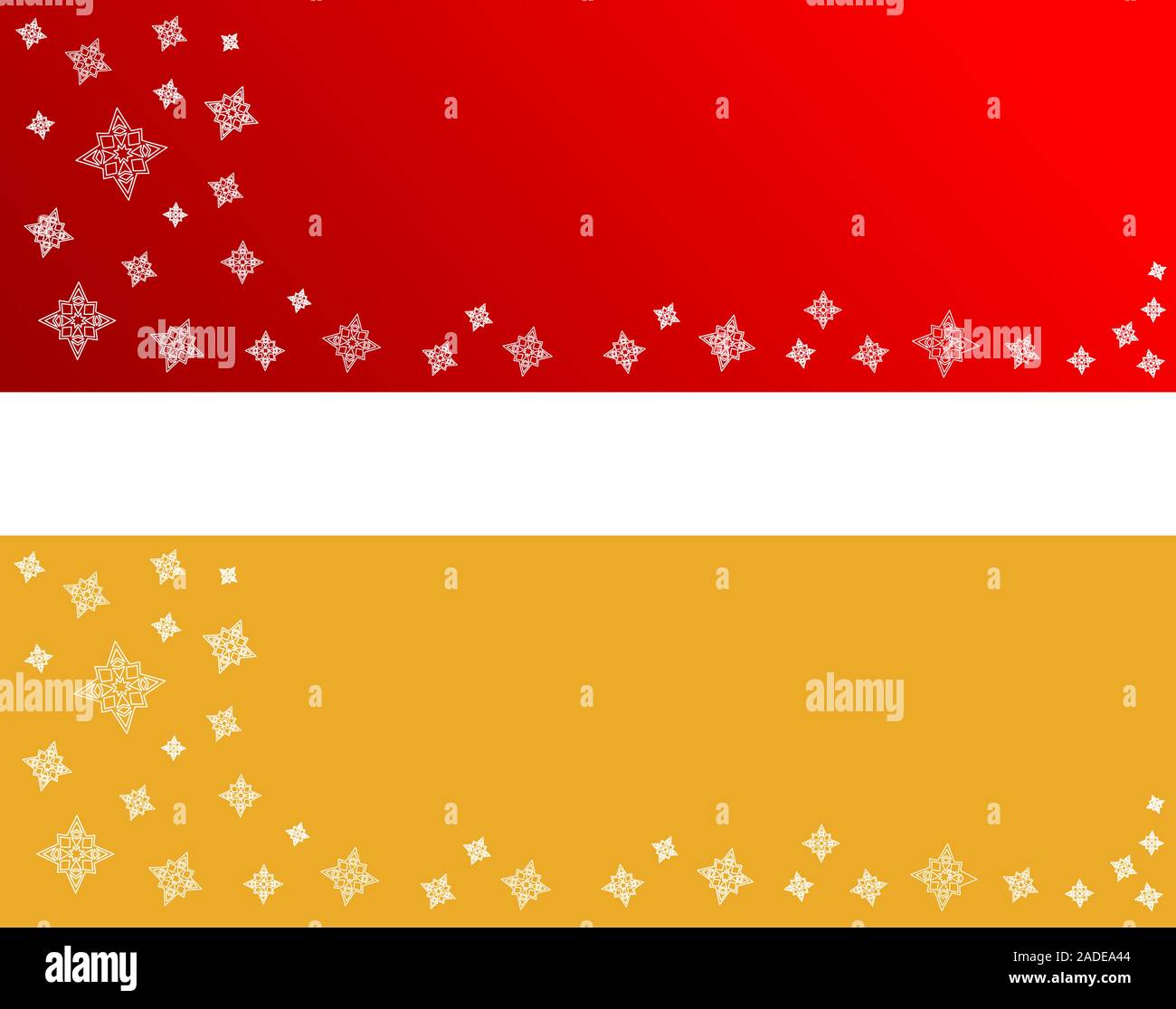 Christmas Banners with White Stars in Red and Gold. Vector Illustration isolated on white Stock Vector
