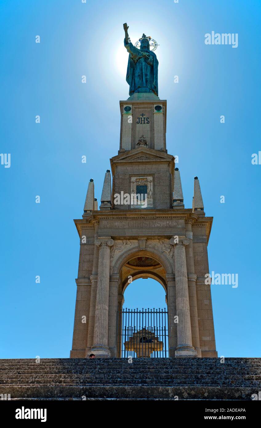Christo Rei Monument, Christ King Monument at monastery Santuari de Sant Salvador on top of hill Puig de Sant Salvador, Felanitx, Mallorca, Spain Stock Photo