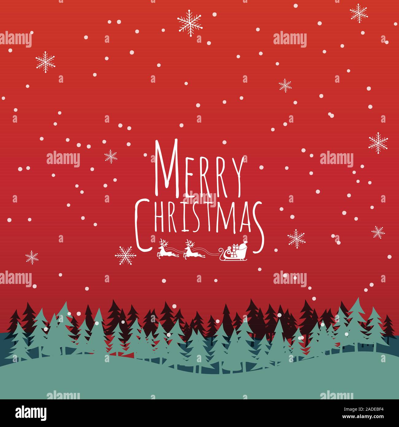 Merry Christmas & Happy New year Typographical on shiny Xmas background with winter landscape with snowflakes, light, stars. Merry Christmas greeting Stock Vector