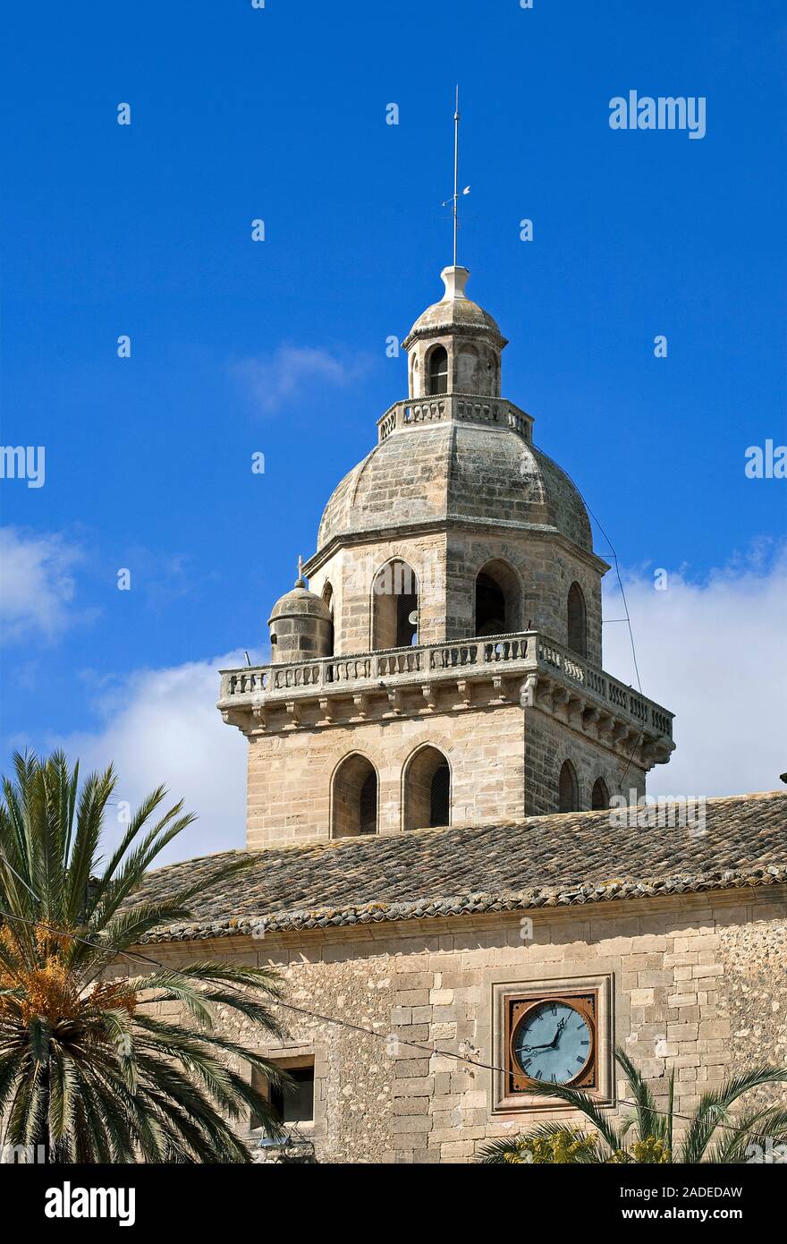 The gothic church Sant Pere i Sant Pau in Algaida, Mallorca, Balearic islands, Spain Stock Photo