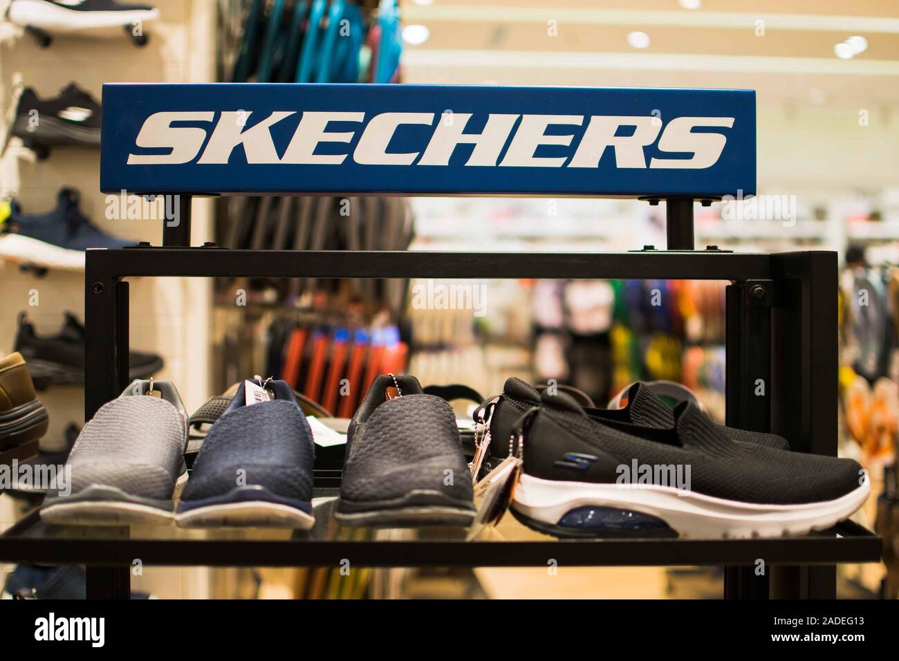 NOV. 28, 2019-BAGUIO CITY PHILIPPINES : Sketchers shoes on display on a  shelf for sale Stock Photo - Alamy