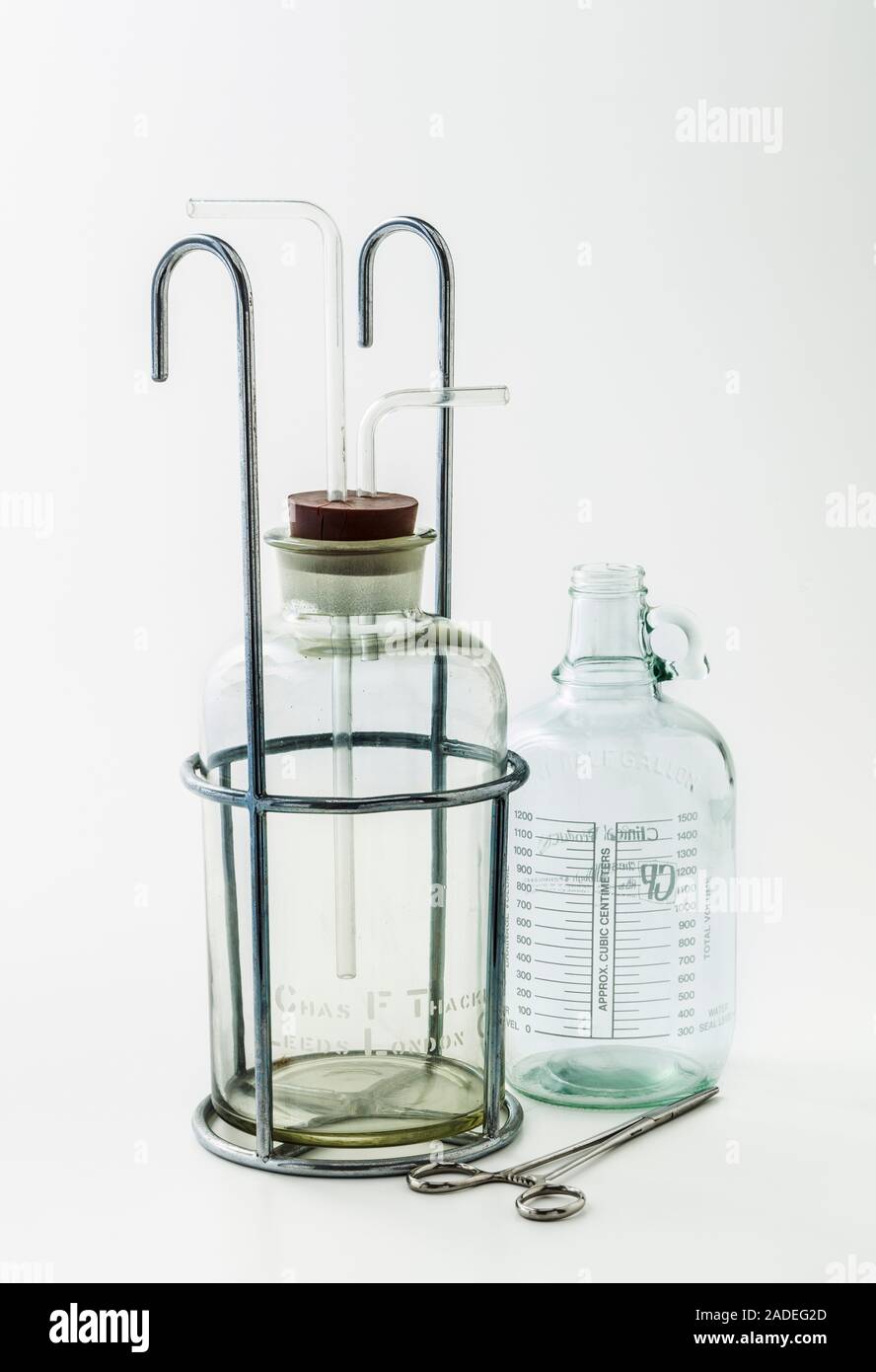 Empyema drainage bottle (19401960) and a Tudor edwards drainage bottle