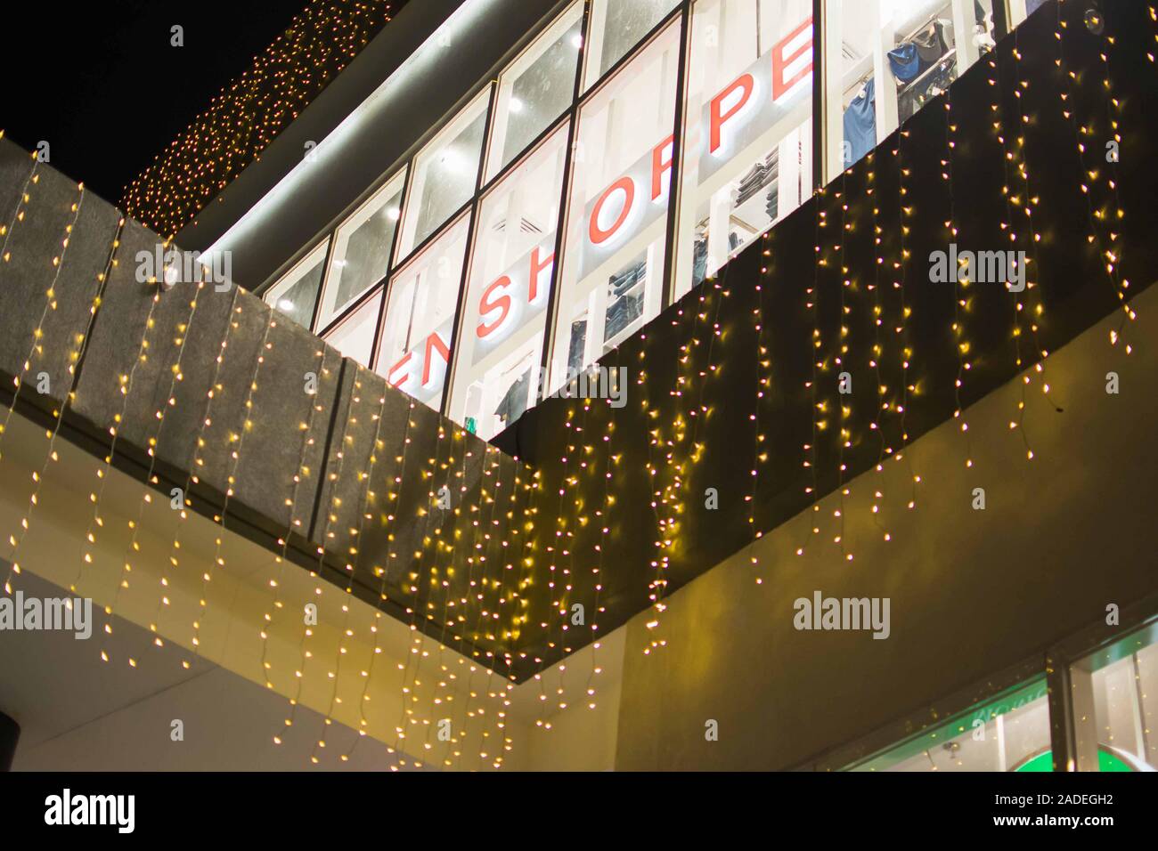 NOV. 28, 2019BAGUIO CITY PHILIPPINES Christmas lights hanging from