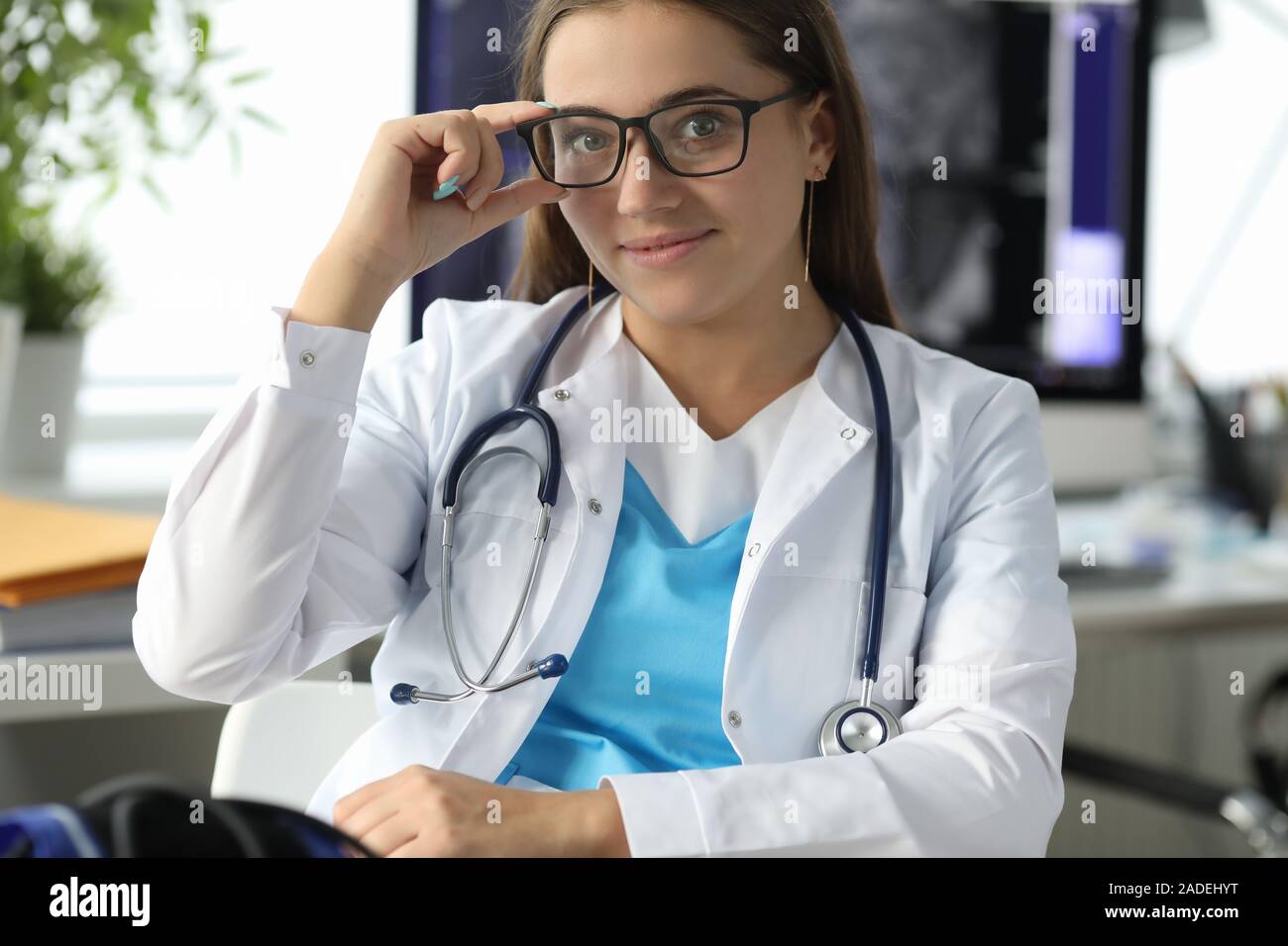 Beautiful nurse in glasses Stock Photo Alamy